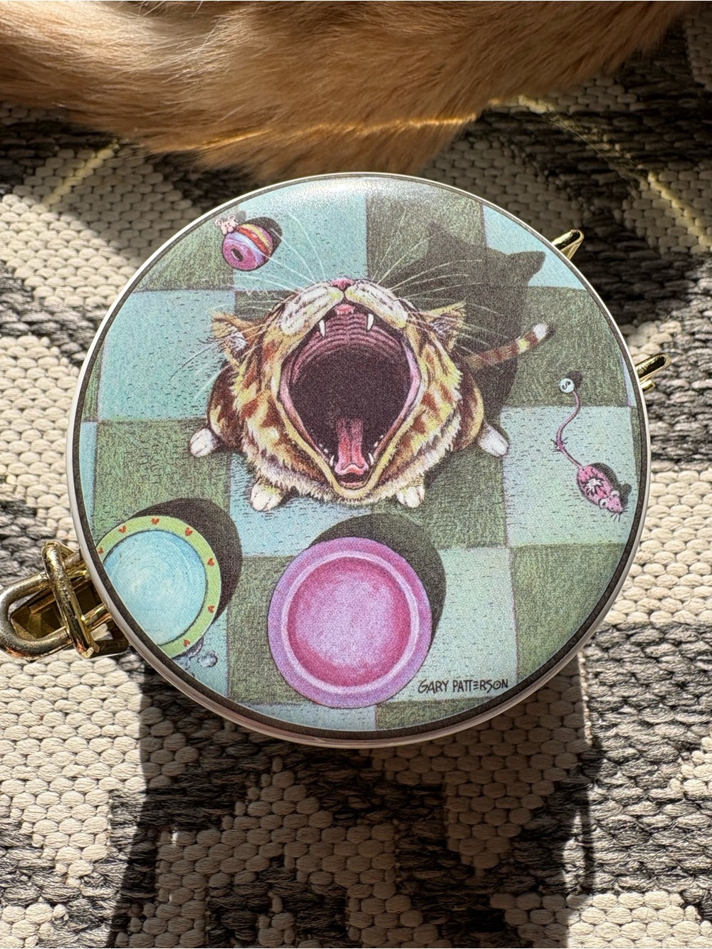 Cat Treat Container Gary Patterson - Pink & Teal Illustration